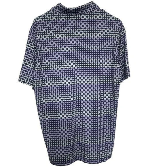 Bad Birdie Geometric Print Blue and White Golf Performance Polo Shirt M New